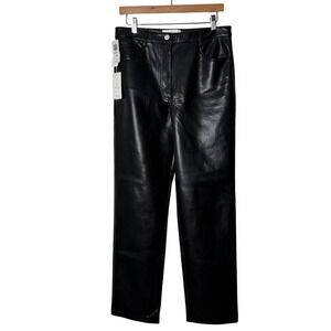 Wilfred The Melina High Rise Faux Leather Straight Leg Pants Black Womens 10 NEW